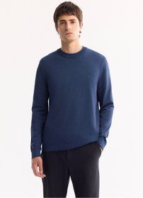 Resim Avva Erkek Lacivert Bisiklet Yaka Viskon Karışımlı Basic Triko Regular Fit Kazak B005021 