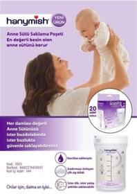 Resim Hanymish Süt Saklama Poşeti 20 Adet 200 Ml Kilitli Kapak 