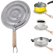 Resim 1 adet Dayanıklı 21cm Ahşap Saplı Isı Dağıtıcı Alev Korumalı Gaz/Elektrik/Endüksiyon Ocak için - Redüktör Aksesuarı 