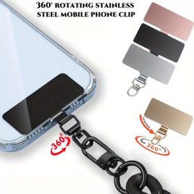 Resim Yükseltilmiş 360° Dönen Paslanmaz Çelik Telefon Askısı Bağlantısı, İnce 0.12 İnç Metal Klips, Güvenli Bilek Kayışı ile Telefon Kılıfları için Evrensel Mobil Aksesuar 