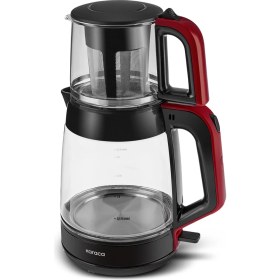 Resim Karaca Glass Tea Xl 2 In 1 Cam Çay Makinesi Koyu Kırmızı 