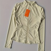 Resim Kadınlar için Poliamid Spor Uzun Kollu Fermuarlı Kapüşonlu Yoga Pantolonu, Düz Renk, Hafif Esnek, Örme Kumaş, 250g/m², Sonbahar/Kış için 