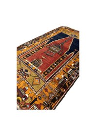 Resim El Dokuma Antika Seccade 92x157 Kök Boya Yün Namazlık Sarı 