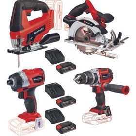 Resim Einhell Tp-Cd 18/60 Li-I Bl Matkap Vidalama Tc-Js 18 Dekupaj Te-Cs 18/150 Daire Testere Te-Cı 18 Bl Vidalama 3X2.5AH Akülü Set 