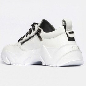 Resim Cesare Paciotti Uurd1nm Beyaz Deri Fermuar Detaylı Siyah Bacıklı Dolgu Tabanlı Kadın Ayakkabı Beyaz 