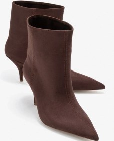 Resim Luvi Shoes Nuvıa Kahverengi Süet Sivri Burunlu Kadın Topuklu Bot Süet Kahve 