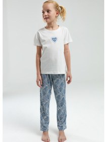 Resim Arnetta 3305 Kız Çocuk Dream Shine Bisiklet Yaka Kısa Kollu Pijama Takım Beyaz 