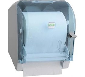 Resim Vialli K8T Rulo Kağıt Havlu Dispenseri Şeffaf Mavi Plastik Sensörsüz Kullanım Kolaylığı 