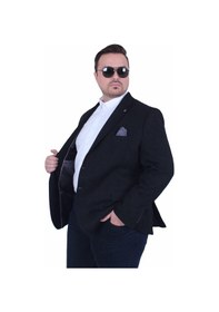 Resim Mocgrande Erkek Büyük Beden 4 Drop Blazer Şönili Ceket 500602 Sıyah Siyah 