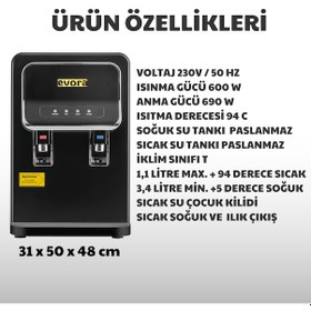 Resim Tezgah Üstü Sıcak Soğuk Arıtmalı Su Sebili Siyah Premium 