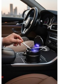 Resim Araç Içi Işıklı Küllük 2 Parça Kalorifer Izgarasına Takılabilen Kapaklı Araba Küllüğü Oto Küllük 