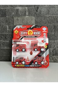 Resim İmamoğlu İtfaiye Seti 4lü Mini Plastik Oyuncak Araba 