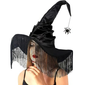 Resim Püsküllü Cadı Şapkası Cadılar Bayramı - % Polyester Karışımı, Sadece Elde Yıkanır, Tüysüz, Parti Süslemeleri ve Kostüm Partileri İçin Mükemmel, Cadılar Bayramı Süslemeleri Cadılar Bayramı & Noel 