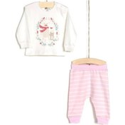 Resim Ekru Kız Bebek Badi Pantolon 2li Takım Ekru 
