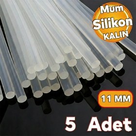 Resim Virnex Kalın Şeffaf Sıcak Mum Silikon 11MM 30CM 5 Adet (11MM Tabancalar Içindir) 