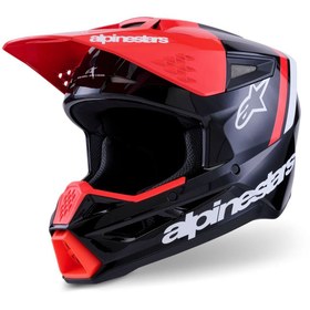 Resim Alpinestars Sm3 Radium Off-Road Kaskı Siyah Kırmızı Beyaz 