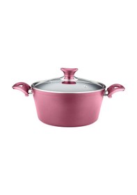 Resim 24 Cm Granit Derin Tencere Cam Kapak - Mürdüm Mürdüm 