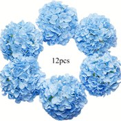 Resim 12 Adet Şık Beyaz Kumaş Hortensia Çiçekleri Saplarıyla - Düğünler, Doğum Günleri, Yıldönümleri & Ev Dekoru, Noel Dekoru için İdeal 