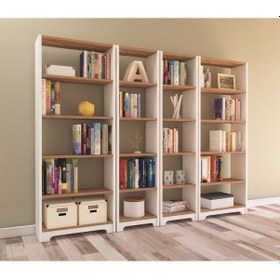 Resim Nur Mobilya 4'lü Kitaplık Beyaz-atlantikçam Bazalı Model 