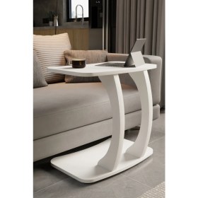 Resim Eda Hacıoğlu Edam Bedding Group Dikdörtgen C Model Yan Sehpa Modern Koltuk Tekerlekli Yan Laptop Masası 