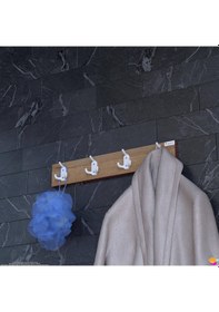 Resim Modilayn Arı Serisi 4'lü Set 61,4x9,6 Cm 12 Kancalı Banyo Askısı - Ekstra Düzen Ve Yer Tasarrufu Safir Meşe 