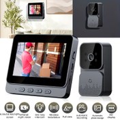 Resim 1 Adet Kablosuz Video Kapı Zili, 10.92 cm HD Ekran, Kızılötesi Gece Görüşü, İki Yönlü İnterkom, Fotoğraf ve Video Depolama, Şık Siyah Tasarım, USB Şarj, Kolay Tek Dokunuşlu İşletim, Duvara Montaj Dahil, Ev İçin Kablosuz Kapı Zilleri, Dayanıklı Elektronik 