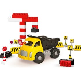 Resim Dolu Jumbo Kamyon ve Bloklar 40 Parça Sarı 