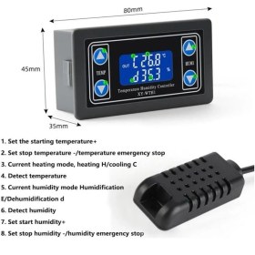 Resim Xy-Wth1 6-30V Dc Dijital Termostat Sıcaklık ve Nem Kontrol Cihazı (6-30V Dc ile Çalışır) 