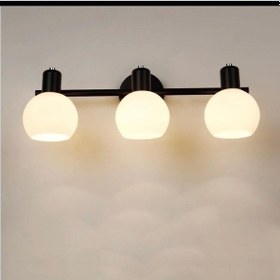 Resim Rsylight Rustik Dekoratif Metal Modern Siyah Tavan Duvar Opal Camlı 3 Lü Avize Siyah 