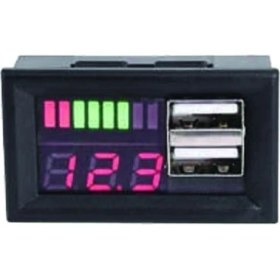 Resim Dijital Voltmetre USB Çıkışlı Akü Göstergeli Dc 12V 