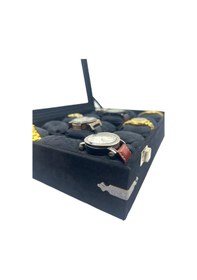 Resim Richbox 15'Li Saat Kutusu Süet Siyah Dekoratif Köşe Korumalı 