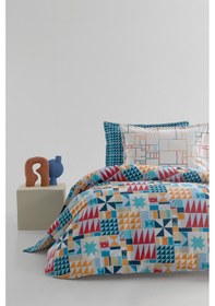 Resim Yataş Patchwork Ranforce Tek Kişilik Nevresim Takımı - Mavi Mavi 