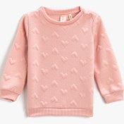 Resim Kız Bebek Basic Dokulu Sweatshirt Bisiklet Yaka Uzun Kollu 