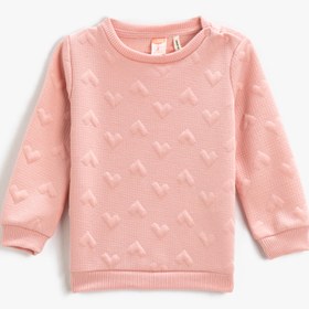 Resim Kız Bebek Basic Dokulu Sweatshirt Bisiklet Yaka Uzun Kollu 