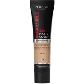 Resim Loreal Paris Infaillible 24H Matte Cover Kapatıcı Fondöten-115 Warm Undertone 30ml 