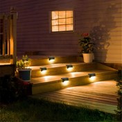 Resim Solar Güneş Enerjili Köşebent Merdiven Veranda Bahçe Led Lamba Beyaz Işık 4 Lü Set 