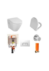 Resim VitrA S50 Kanallı Asma Klozet+Kapak+VitrA Gömme Rezervuar Set 