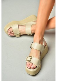 Resim Fox Shoes S590550409 Bej Dolgu Tabanlı Kadın Sandalet Bej 