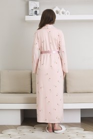 Resim Lohusa Uzun Gecelik ve Sabahlık Hamile Takım 6 Düğmeli Emzirme ve Tesettüre Uygun 2300 - Mavi / 2XL / Terlik ve Taç İstiyorum +200 ₺ 