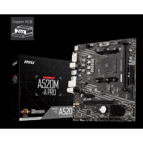 Resim MSI A520M-A PRO DDR4 3200MHZ 1XHDMI 1XDVI 1XM.2 USB 3.2 MATX AM4 (AMD 5000 VE 3000 SERİSİ İŞLEMCİ UYUMLU) 