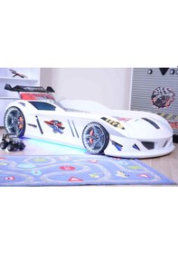 Resim Setaymobilya Arabalı Yatak , Jaguar Ful Led, Beyaz , Setay 