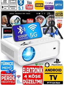 Resim Vankyo Sunspark 500w Android Tv 1080p Destekli Projeksiyon Cihazı 5g Wi-fi 5.1 Bluetooth 240 Inç Yansıtma 