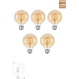 Resim Heka Rustik LED Ampul E27 G95 8W 2500K Gün Işığı Enerji Verimli Aydınlatma 