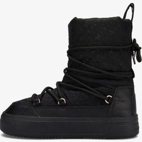 Resim Tommy Hilfiger Lace-Up Monogram Kadın Siyah Bot 
