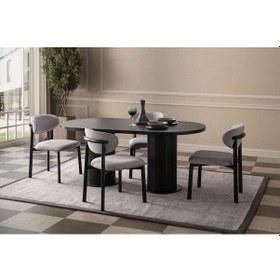 Resim Askeron Yemek Masası Takımı 4 Kişilik 4 Sandalye Siyah 