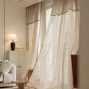Resim 1 adet Fransız Vintage Şeffaf Perde, Işık Filtreli Polyester Kumaş, Klasik Stil, saç tokası ve Halka Asma, Tüm Mevsim Kullanımı için Oturma Odası ve Yatak Odası Dekoru, Oturma Odası Perdeleri 