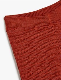 Resim Koton Basic Bol Paça Pantolon Beli Lastikli Pamuk Karışımlı Kiremit 5skg40002ht Kiremit 
