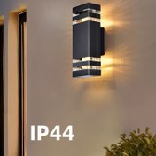 Resim 1 adet, Dış Duvar Lambası, E27 Çift Başlı 4 Katmanlı, Yukarı ve Aşağı Işık IP44 Plastik Kabuk, Dikdörtgen Duvar Asılı Lamba, Modern ve Basit, Bahçe, Avlu için Uygun, Işık Kaynağı Olmadan 