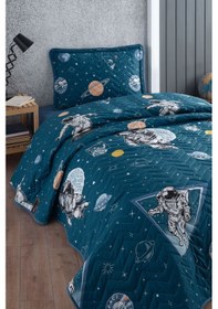 Resim Nordqueen Ranforce %100 Pamuk Tek Kişilik Yatak Örtüsü Seti Galaxy v1 Lacivert 