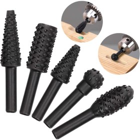 Resim 5 Parça 1/4'' 6mm Şaftlı Matkap Ucu Seti, Ahşap İşleme ve Oyma için Döner Kesme Aletleri, Burr Takımı 